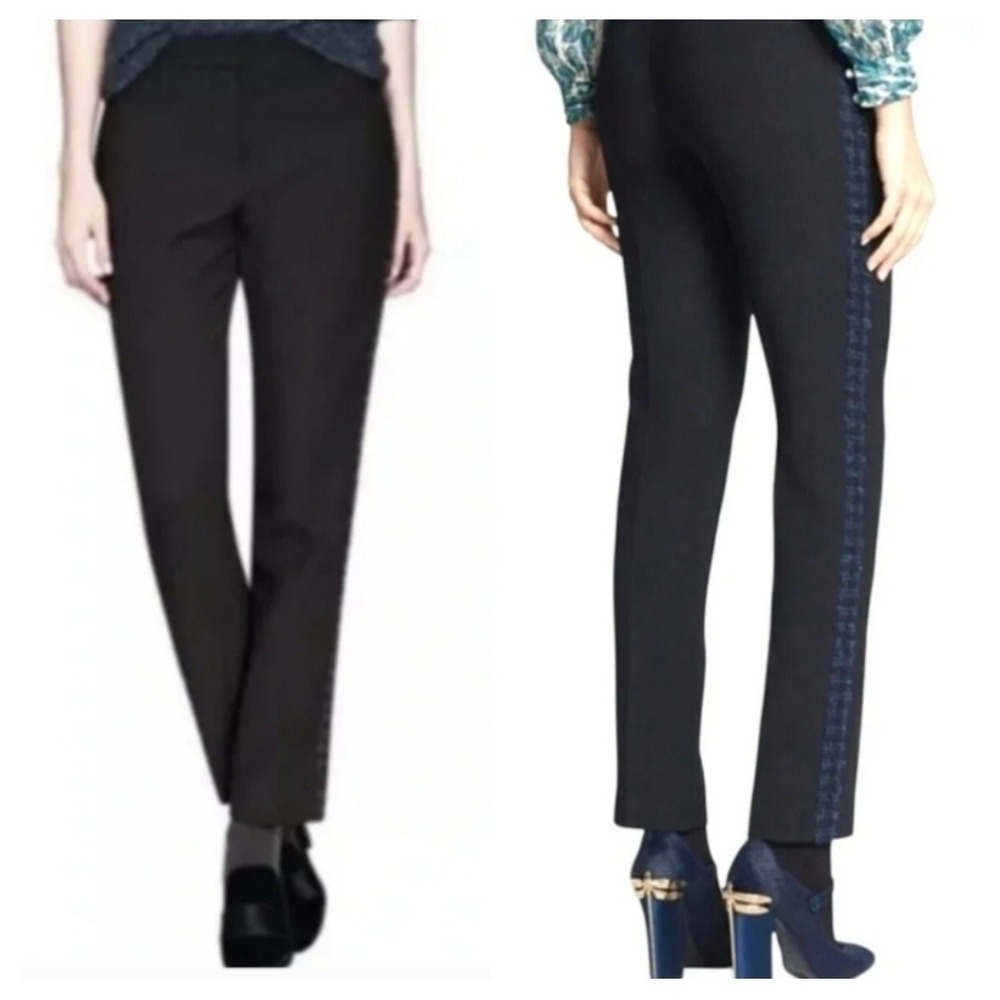 Tory Burch Womens 4 Tobie Tweed Stripe Tapered Pants Tuxedo Wool Blend 33131273